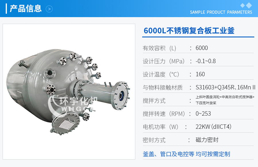 浙江6000L不锈钢复合板工业釜