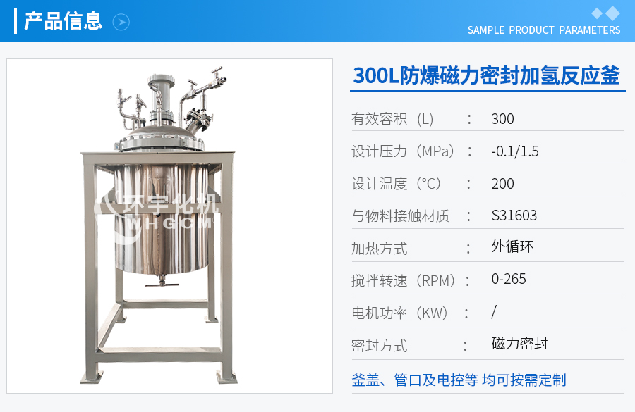 浙江300L不锈钢加氢中试反应釜